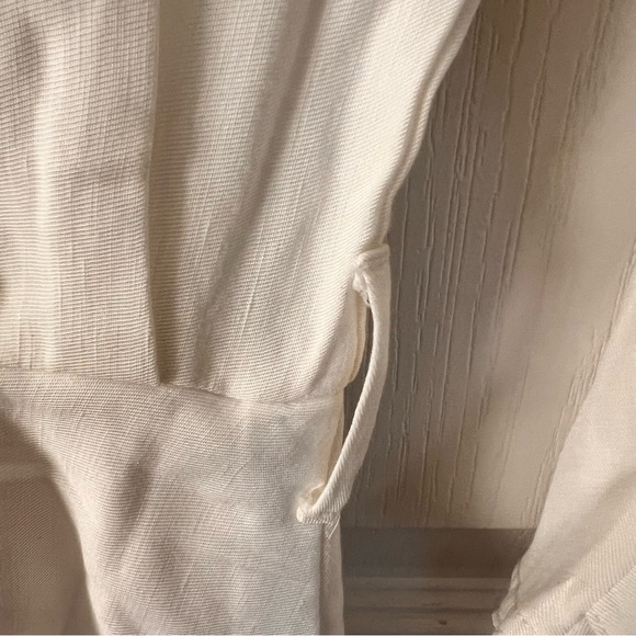 Wilfred Tavin Classy Linen Blend Midi Dress 3/4 Sleeves Crew Neck White Size XXS - Picture 13 of 17